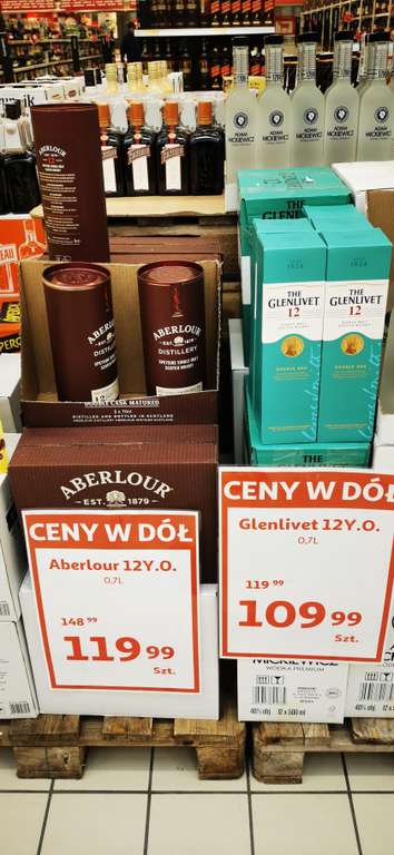 Whisky Aberlour 12 YO za 119,99 i Glenlivet 12YO za 109,99 Auchan 3stawy Katowice + inne okazje w tresci