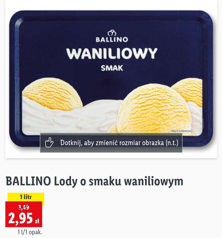 BALLINO Lody o smaku waniliowym 1L