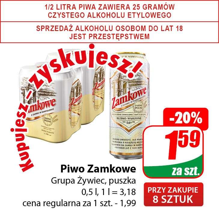 Piwo Zamkowe 0,5l (cena przy zakupie 8szt.) - DINO