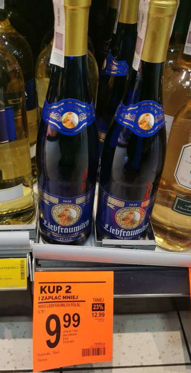 Wino białe półsłodkie 0,75L Liebfraumilch. Biedronka, przy zakupie 2szt.