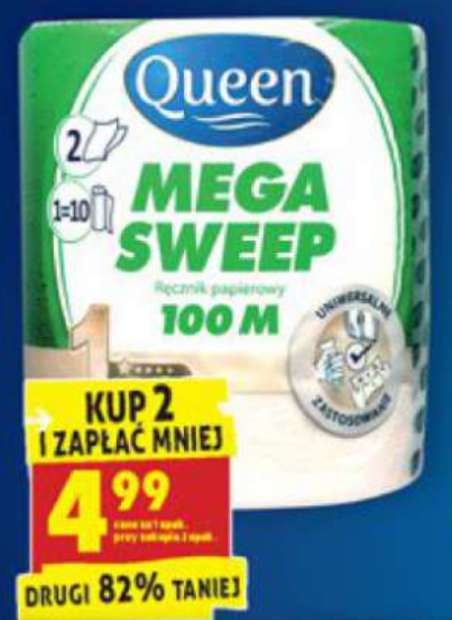 Ręcznik papierowy Mega Sweep 100m przy zakupie 2szt. Biedronka