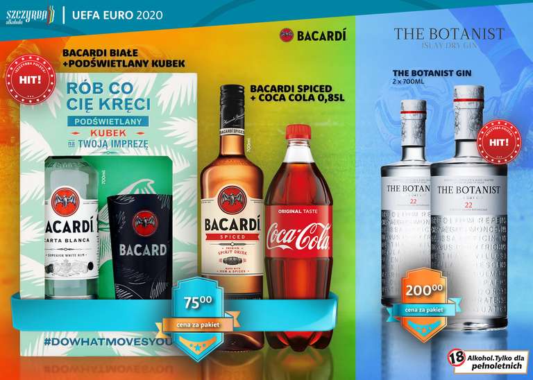 Zestaw Rum Bacardi Carta Blanca 0,7l + Bacardi Spicied 0,7l + szklanka + Cola 0,85l