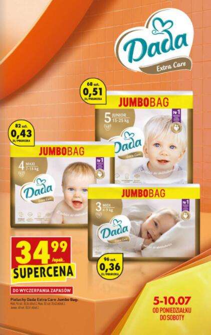 Pieluchy Dada Extra Care Jumbo Bag 3, 4, 5 @ Biedronka