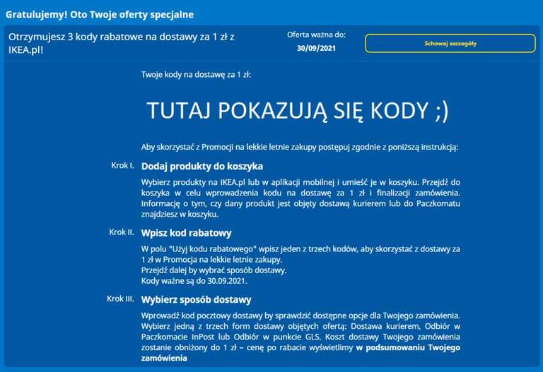 IKEA Family - dostawa za 1 zł (x3) do 30.09.2021
