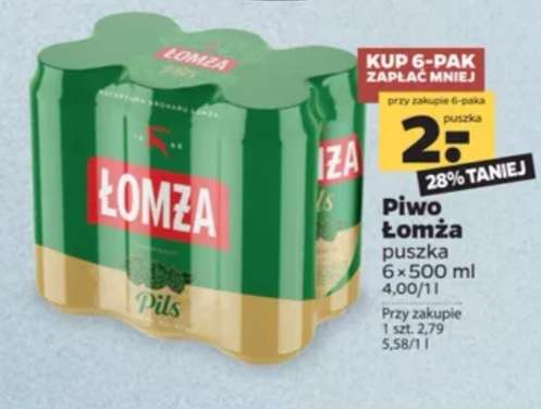 Piwo Łomża Pils puszka 0.5L cena w 6-paku