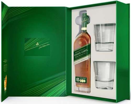 Johnnie Walker Green Label 15yo/43% + 2 szklanki/Winnica Lidla