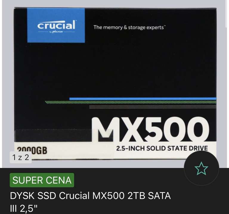 Dysk SSD Crucial MX500 2TB(2000GB) SATA III 2,5"