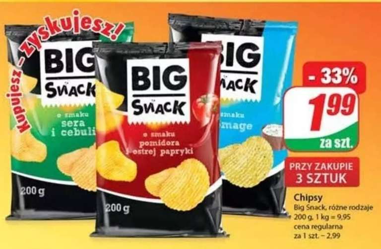 Chipsy BIG Snack 200g (różne rodzaje - cena przy zakupie 3szt.) - DINO