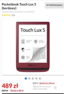 Pocketbook touch lux 5 bordowy - czytnik ebook