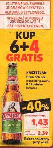 Piwo Kasztelan 5% 0,5l przy zakupie 10 butelek @Kaufland