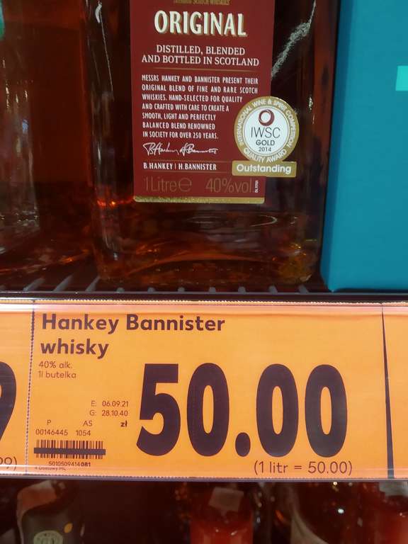 Whisky Hankey Bannister 1l.