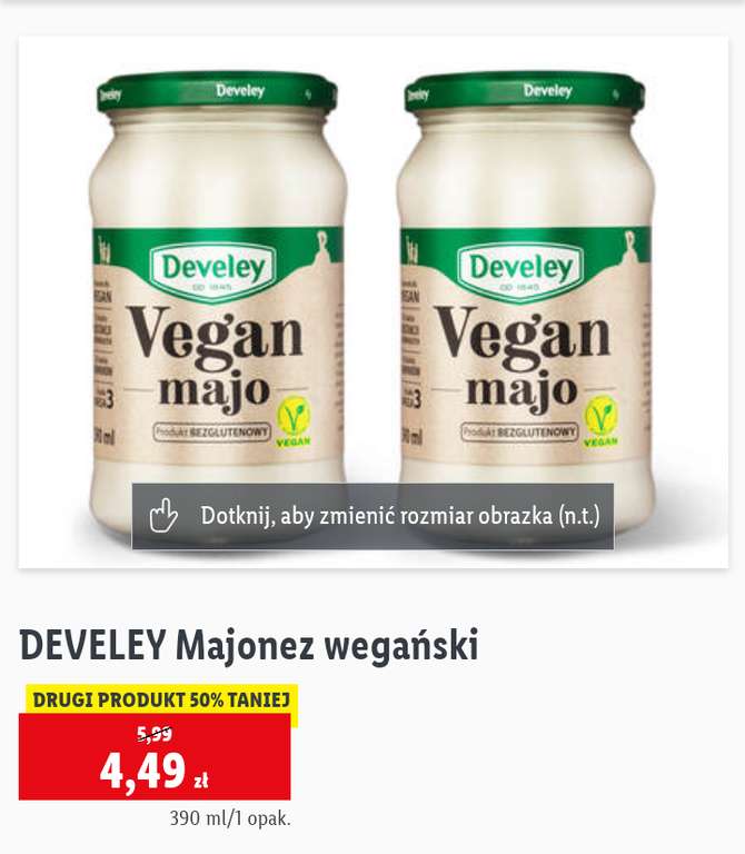 Lidl Vegan Majo -majonez wegański Develey (390 ml)