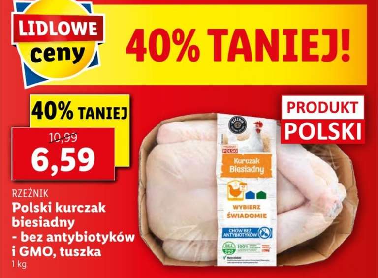 Polski kurczak biesiadny, bez antybiotyków i gmo, cena za kg- lidl