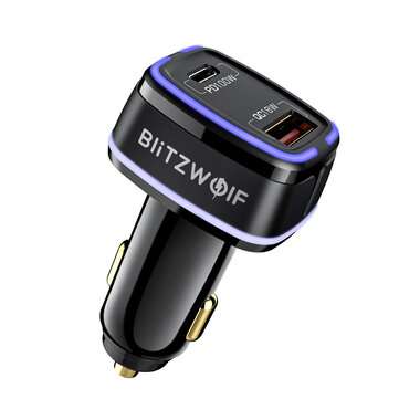Ładowarka samochodowa BlitzWolf® BW-SD8 118W, 2 porty, 100W USB-C PD3.0 + 18W QC3.0 USB A, wysyłka CN @ Banggood
