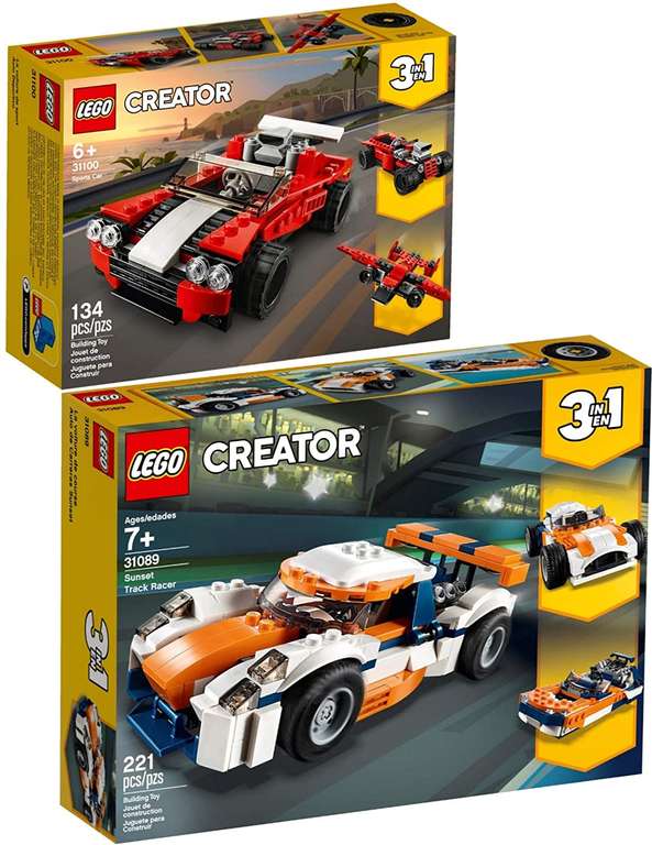 Creator Lego 3 w 1 zestaw 2 31089 31100 samochód wyścigowy + samochód sportowy