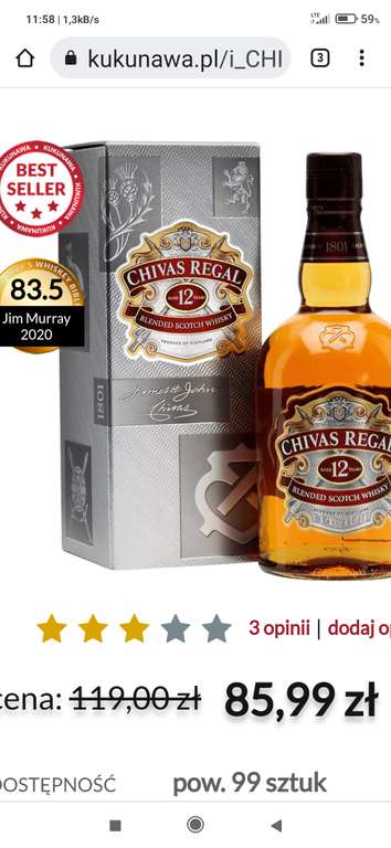 Whisky Chivas Regal 12 YO 40 % , promocja w Kukunawa