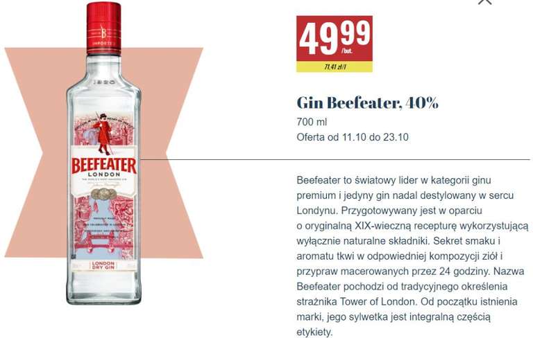 Gin Beefeater 49,99 zł - Biedronka