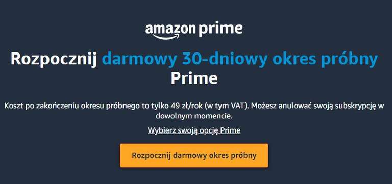 Amazon Prime PL 49zł/rok (w tym Prime Video)