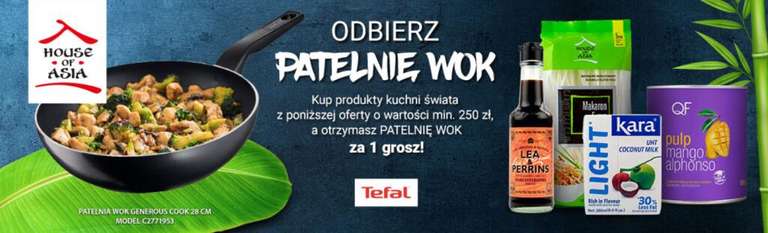 Patelnia wok Tefal gratis przy zakupie produktów z kuchni azjatyckiej za 250zł @ Bee.pl
