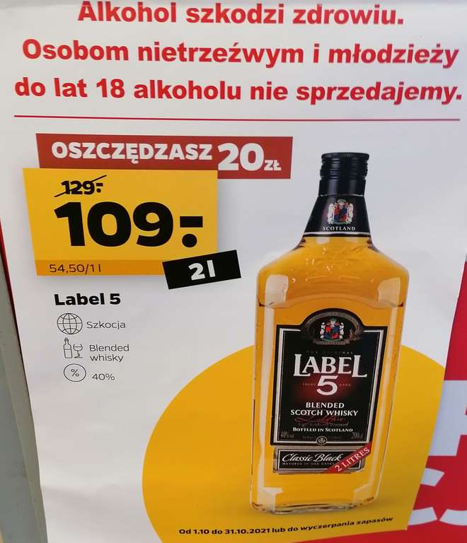 Netto. Whisky Label 5 2 litry za 109 zł