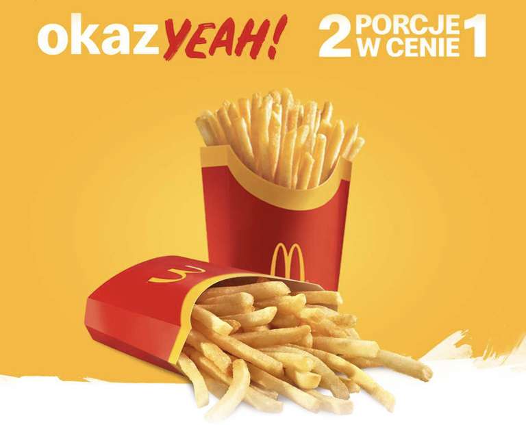 2x duże frytki w cenie 1 w aplikacji McDonald’s - okazYEAH!
