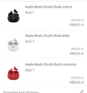 Słuchawki Apple Beats Studio Buds czarne / białe lub czerwone