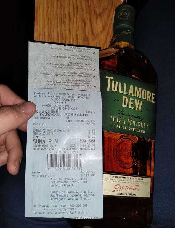 Błąd cenowy / Tullamore Dew Irish Whiskey / 40% / 1,0l / Kaufland
