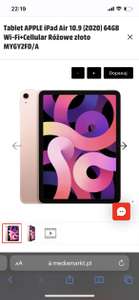 Tablet APPLE iPad Air 10.9 (2020) 64GB Wi-Fi+Cellular Różowe złoto MYGY2FD/A