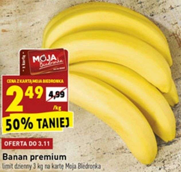 Banany premium, cena za 1 kg - Biedronka