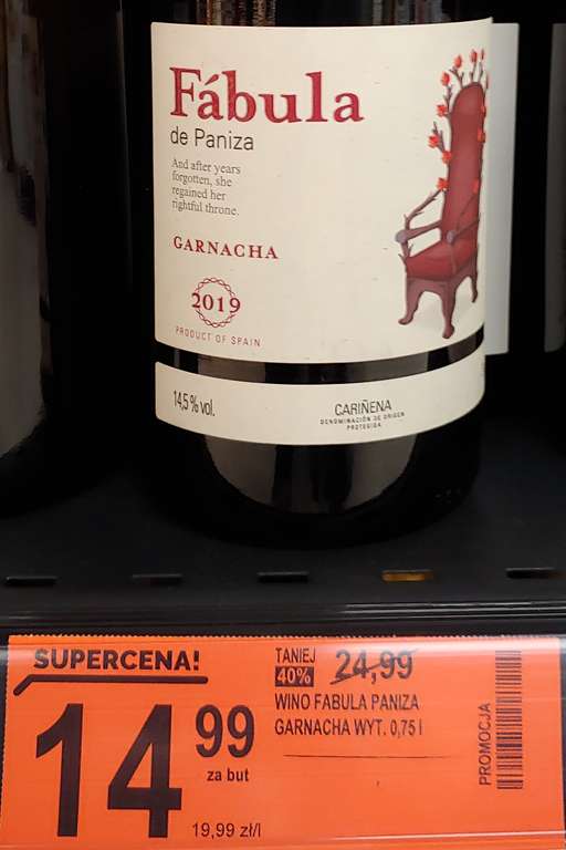 Wino hiszpańskie Fabula de Paniza Garnacha, czerwone wytrawne