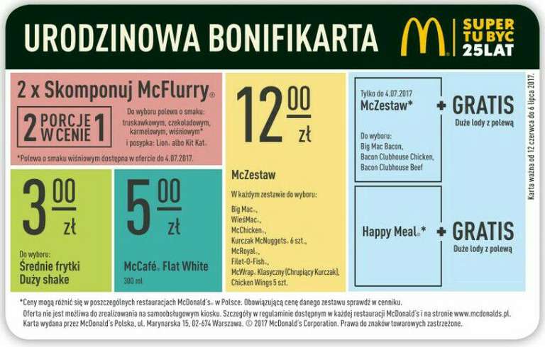 Urodzinowa bonifikarta @ McDonalds