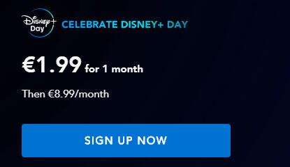 Subskrypcja Disney+ na 1 miesiąc za €1.99