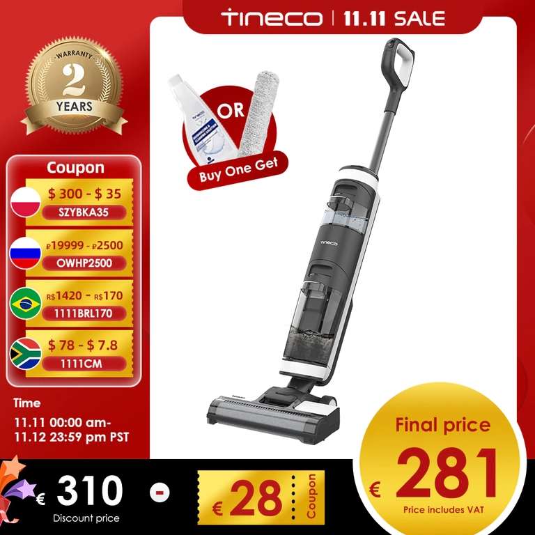 Bezprzewodowy myjący odkurzacz Tineco Floor One S3 za 307 USD i darmowa wysyłka z Polski
