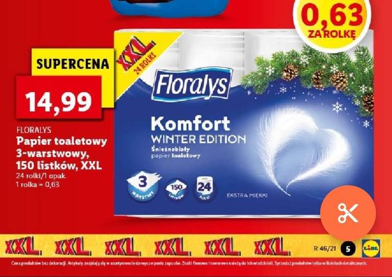 Papier toaletowy Floralys Komfort XXL (24 rolki - 0,63zł/rolka) @Lidl