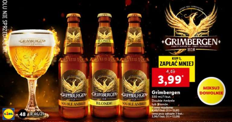 Piwo Grimbergen różne rodzaje cena przy zakupie 3 szt. @Lidl