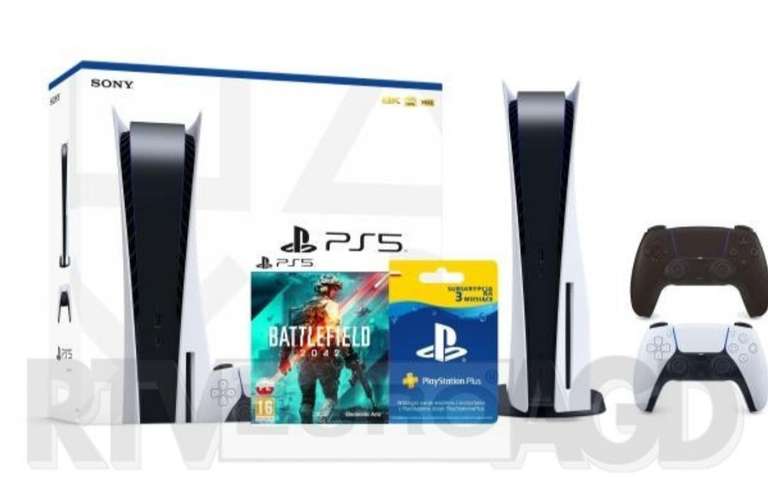 Konsola Sony PlayStation 5 + Battlefield 2042 + dodatkowy pad (czarny) + PS Plus 3 m-ce Na RATY i 2 raty gratis
