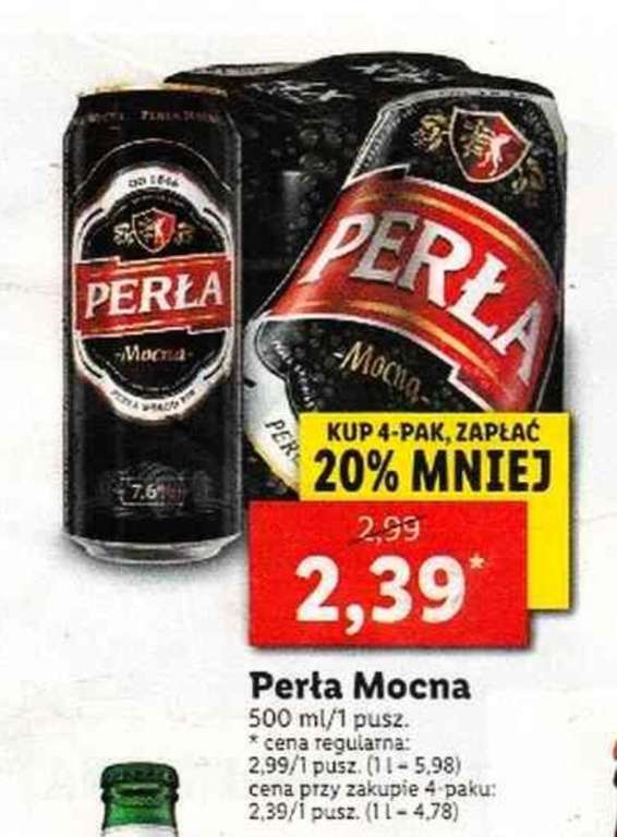 Piwo Perła mocna puszka 0,5L przy zakupie 4-paka /Lidl/