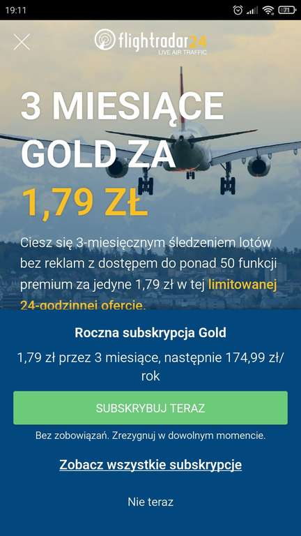 Flightradar24 gold 3 miesiące