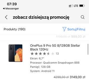 OnePlus 9 Pro 5G 8/128gb Stellar Black w xkom