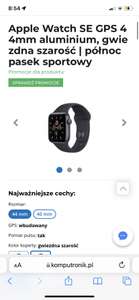Smartwatch Apple Watch SE 44mm Gwiezdna Szarość z paskiem w kolorze północ