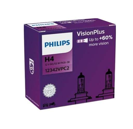 Dwupak żarówek Philips H4 VisionPlus