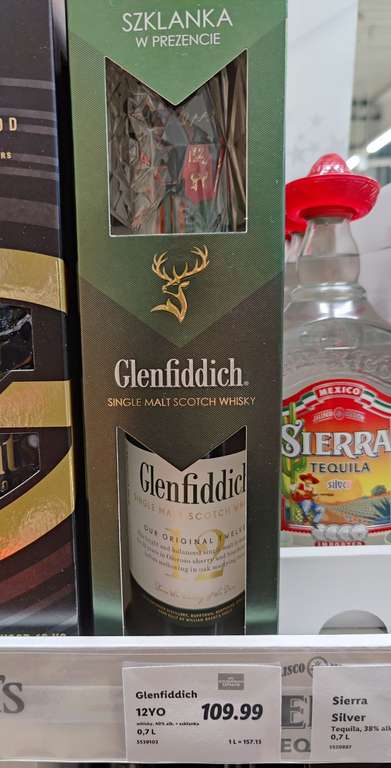 Whisky Glenfiddich 12+szklanka 0,7L za 88zł, Glenfiddich 15 0,7L za 144zł w sklepach Lidl stacjonarnie z kuponem z aplikacji
