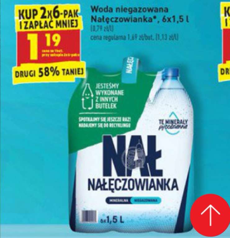 Woda mineralna Nałęczowianka (ngaz) 1,19 zł/1,5l @Biedronka