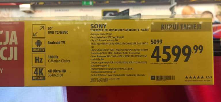 Telewizor SONY XR65X93JAEP 65" LED 4K 120Hz Android media Expert