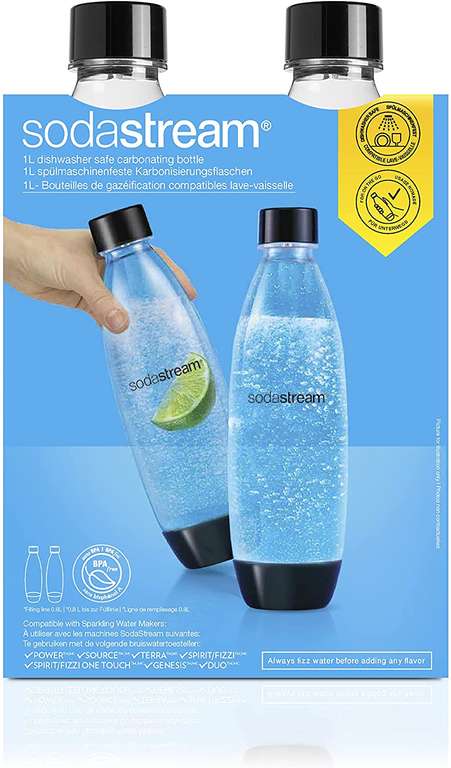 2 Butelki SodaStream z możliwością mycia w zmywarce, darmowa wysyłka