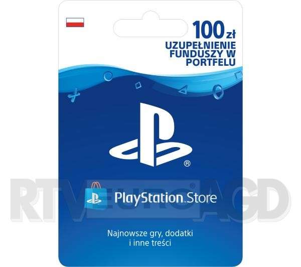 Doładowanie portfela PlayStation Network PS4 PS5 o wartości 100 zł za 60 zł (lub 70 zł za 30 zł) w RTV Euro AGD