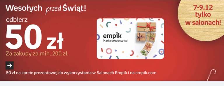 Empik karta podarunkowa 50 zł za MWZ 200 zł
