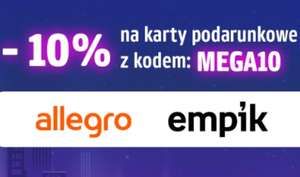 -10% karta podarunkowa Allegro i Empik + kupon na większy mnożnik punktów: Allegro, Empik, Neonet, Groupon. Mega Weekend w Payback.