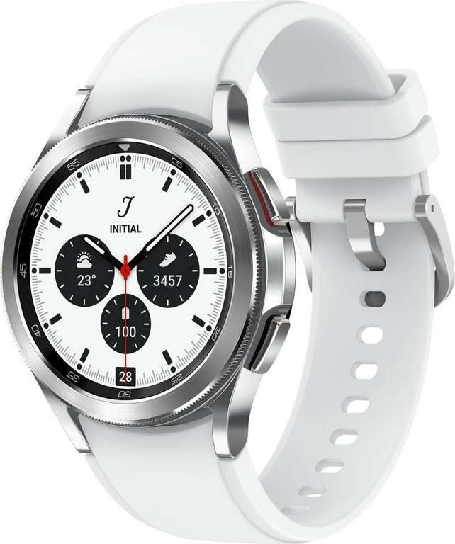 Smartwatch Samsung Galaxy Watch 4 Classic Stainless Steel 42mm Srebrny + biały pasek (możliwe 799 zł z cashbackiem Samsunga)