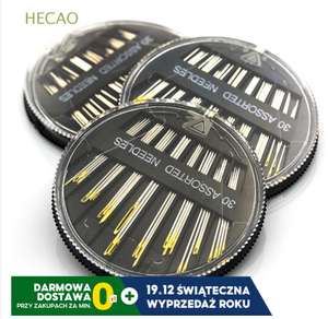 HECAO 30 sztuk / zestaw różne igły duże oczy akcesoria do szycia narzędzia do haftu pikowanie wielorozmiarowe grube szycie ręczne